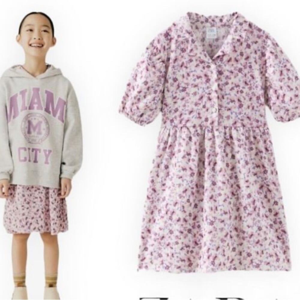 Zara girls floral puff sleeve dress size 13/14